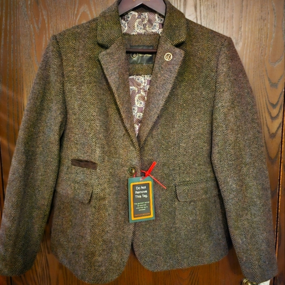 Womans Tweed Herringbone Vintage Blazer